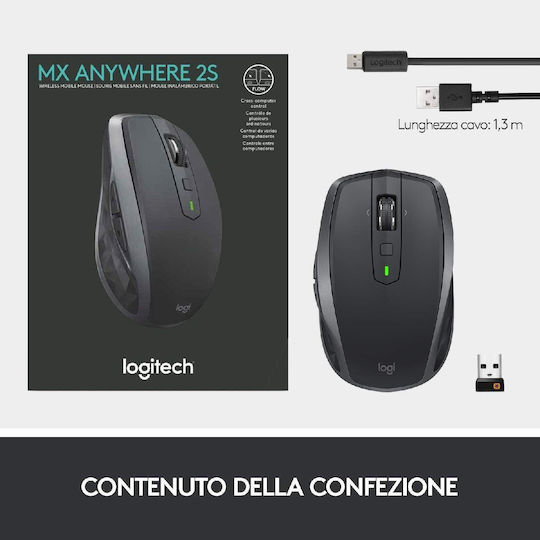Logitech MX Anywhere 2S Ασύρματο Bluetooth Ποντίκι Graphite