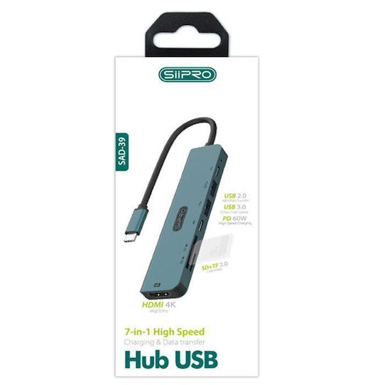 SiiPro SAD-39 USB-C Docking Station με HDMI 4K PD Πράσινο