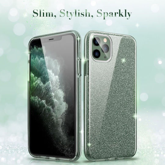 ESR Makeup Glitter Umschlag Rückseite Silikon Grün (iPhone 11 Pro Max)