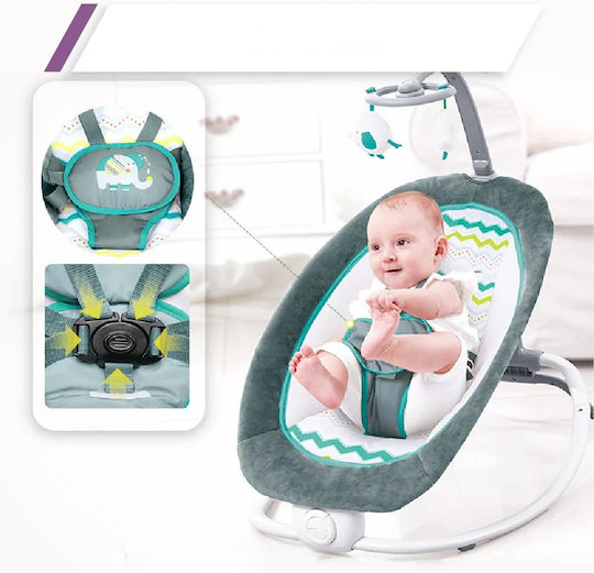 Electric Baby Bouncer with Music and Vibration Blue for Child up to 9kg