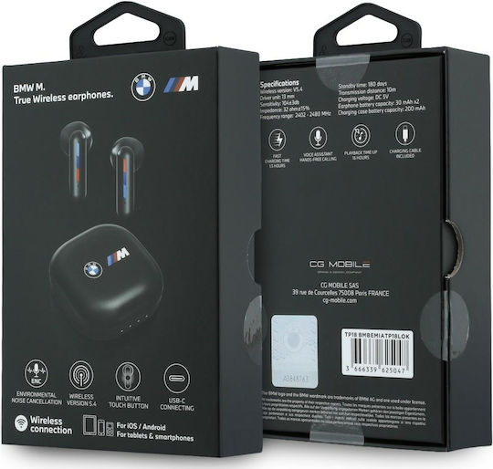 BMW Gedrucktes Logo Enc In-Ear Bluetooth Kopfhörer mit Ladekoffer Schwarz