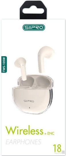 SiiPro TWS-105W In ear Bluetooth хендсфри Слушалки с Кутийка за Зареждане Бежов
