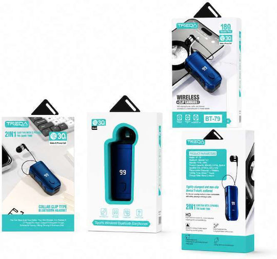 Treqa BT-79 In-ear Bluetooth Handsfree Lapel Headset Blue