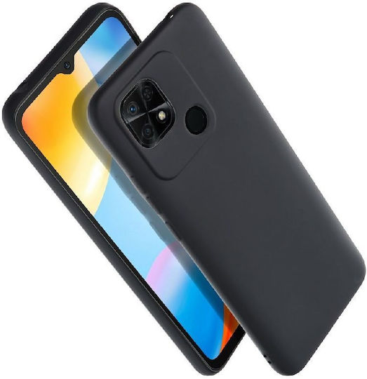 Matt Umschlag Rückseite Silikon Schwarz (Redmi 10C)