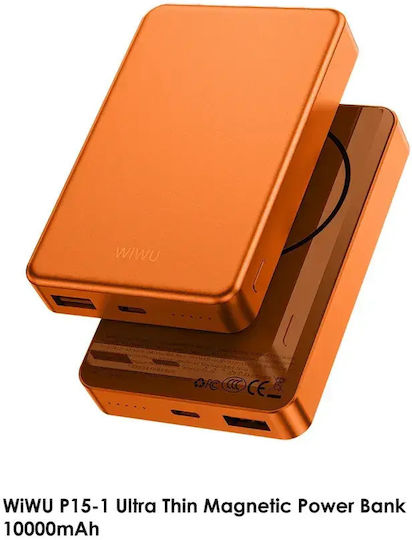 Wiwu P15-1 MagSafe Външна Батерия 10000mAh 15W Power Delivery Оранжева