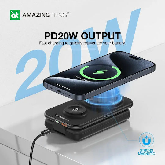 AmazingThing Thunder Pro - 6-в-1 MagSafe Външна Батерия 8000mAh 15W Power Delivery Черна