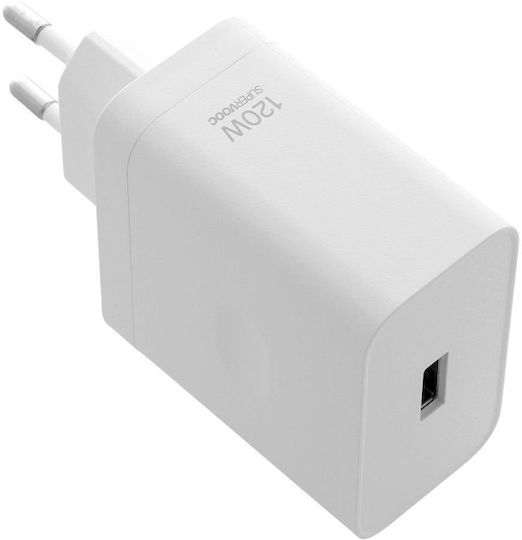 Realme Φορτιστής Χωρίς Καλώδιο με Θύρα USB-A 120W Λευκός (Super Vooc 120w Bulk)