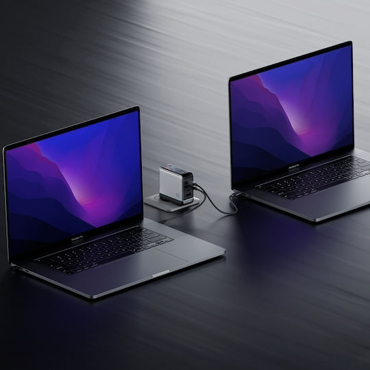 Cuktech Handyladegerät mit USB-A Ausgangsanschluss und 3 USB-C Ausgangsanschlüsse und Kabel USB-C 120W Silber (AD1204U)
