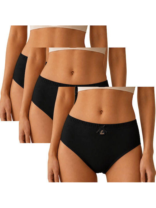 Hohe Taille Damen-Slips 3er Pack Schwarz