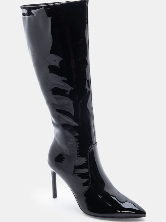 Suede Women's Boots with High Heel Black