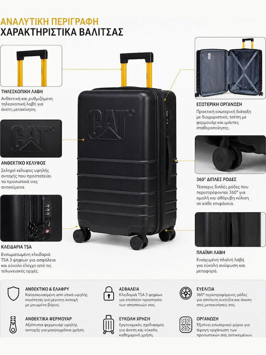 CAT Medium Hard Black Suitcase Height 65cm