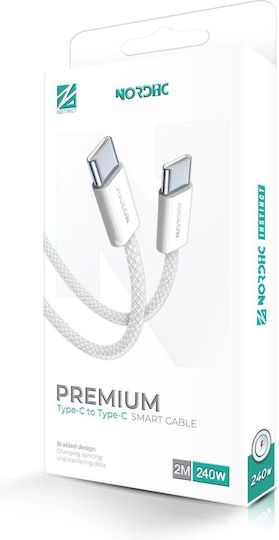 Nordic Cable USB-C male - USB-C 240W PD Λευκό 2m