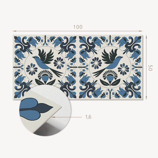 Self-adhesive Decoration Graphic Office Study 100x50 Cm Pattern Bird Flowers