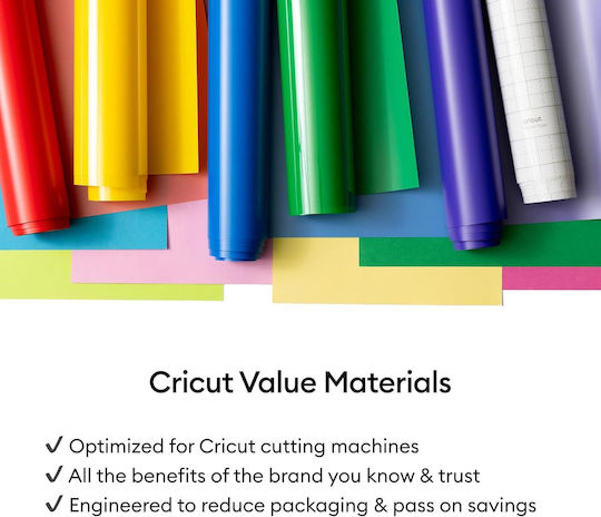 Cricut Permanent Vinyl Sheets Value Pack 50 Sheets 30.5x30.5 Cm Rainbow Colors Waterproof Weather-resistant Plotter Vinyl Mugs Bottles Cars Windows