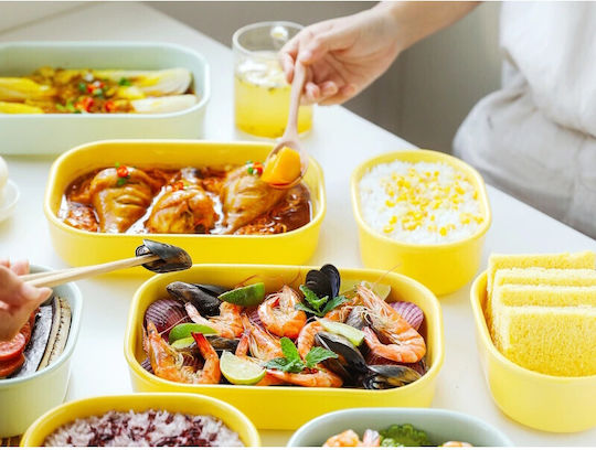 Buydeem Ceramic Yellow Lunch Box 1lt