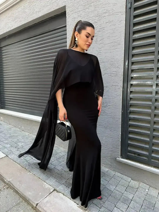 Sommer Maxi Abendkleid Mit Tüll Schwarz 24620262 XL