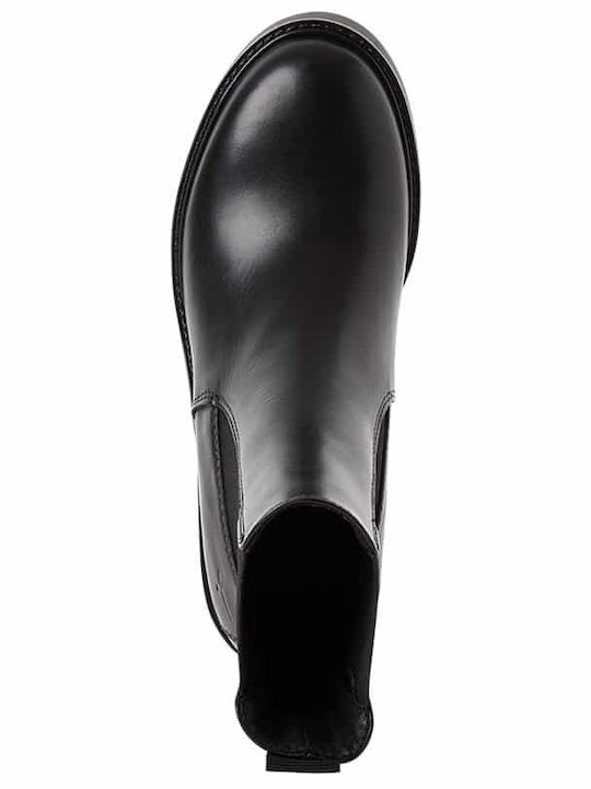 Leder Damen Chelsea-Stiefel Schwarz