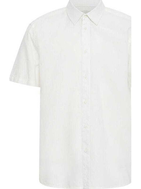 Short Sleeve Linen Shirt in Regular Fit White