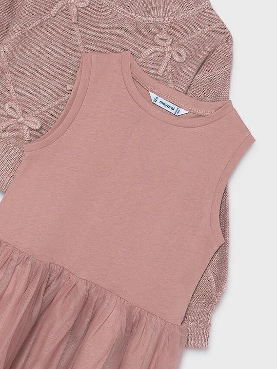 Mädchenkleid Gestrickt Lila Offen