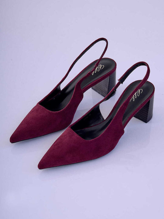 Celestino Γόβες Slingback Σουέντ Όψη Μπορντό