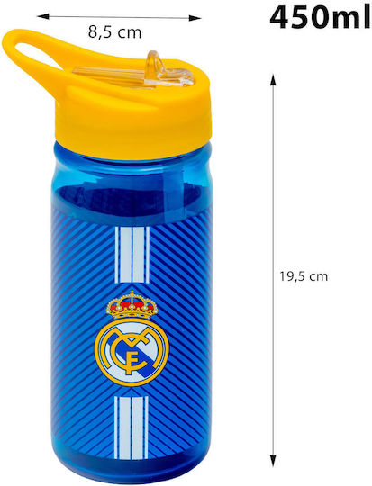 Real Madrid Παιδικό Παγούρι Ποδόσφαιρο με Καλαμάκι Non Spill Πολύχρωμο 450ml