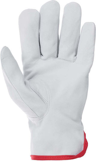 Driver Work Gloves White Leather