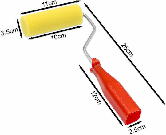 Set 3 Farbroller 10cm Extender Handgriff Rotes-Gelb Oem