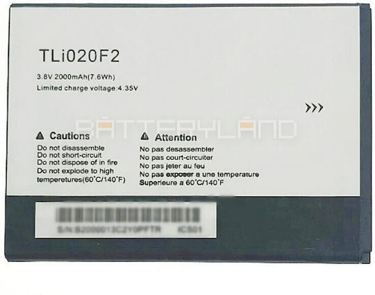Alcatel TLi020F2 Replacement Battery 2000mAh for 7040T
