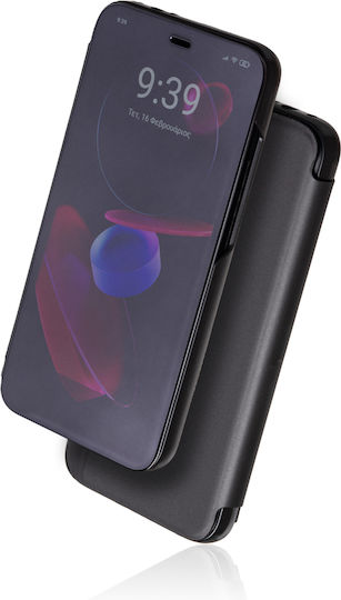 Naxius View Back Cover Plastic / Tempered Glass Negru (Honor 8X)