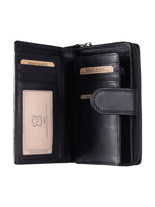 Large Leather Women's Wallet Black