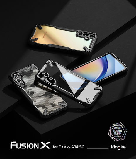Ringke Fusion-X Задна корица Пластмаса 2мм с Каишка Черен (Galaxy A34)