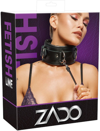 Zado Leather Κολάρο σε Μαύρο Χρώμα