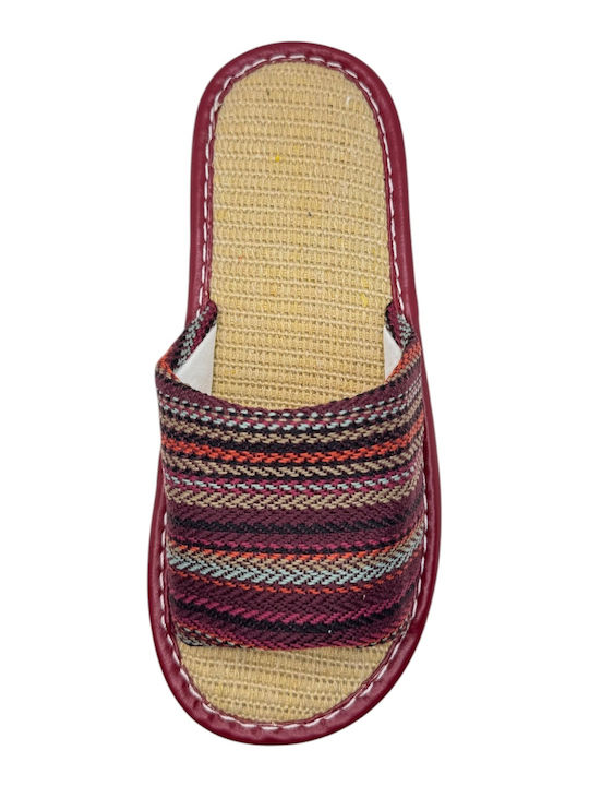 Tecos Damen Hausschuhe Sliders Burgundisch