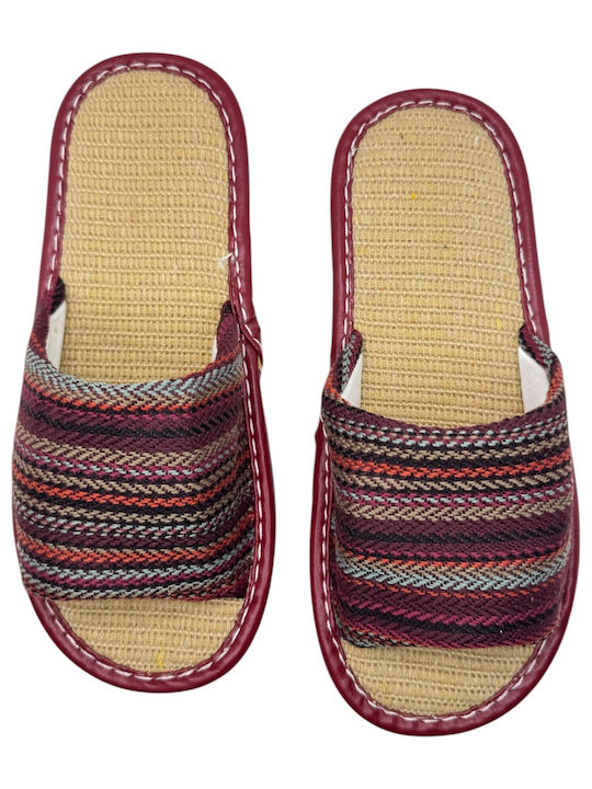 Tecos Damen Hausschuhe Sliders Burgundisch