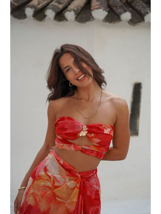Sunkissed Set Cu Fustă Roșie