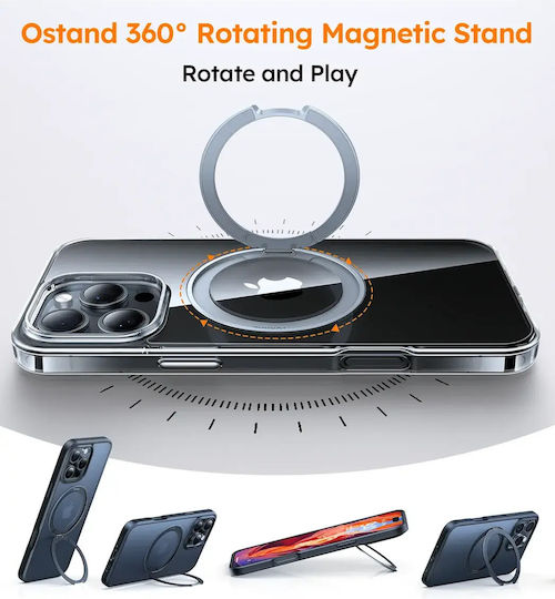 Torras Ostand Pro Magsafe Silikon Umschlag Rückseite Transparent Für iPhone 16 Pro