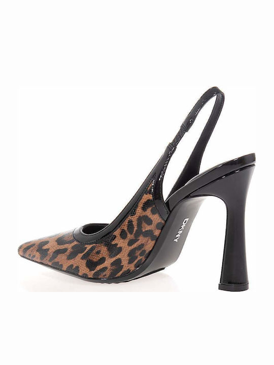 DKNY Pointed Patent Leather Heels Tan