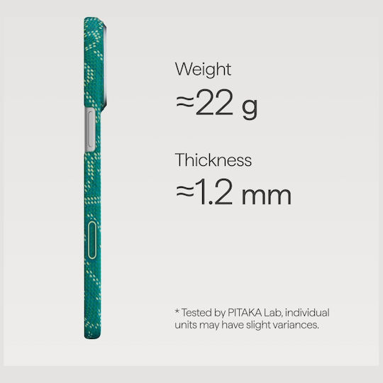 Pitaka Case Iphone 17 Pro Ultra-slim Pitatap Monogram-gold/green