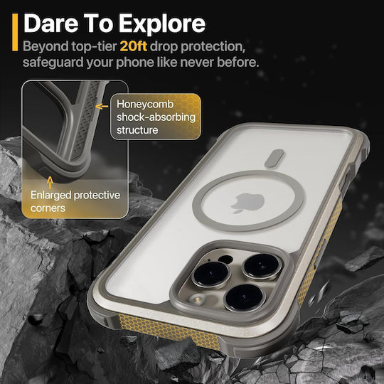 Mageasy Odyssey M Back Cover Leather / Silicone Black (iPhone 16 Pro Max)