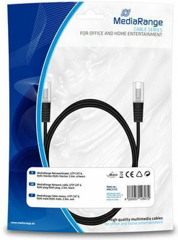 MediaRange U/UTP Cat.6 (Gigabit) Network Cable Ethernet 2m Black