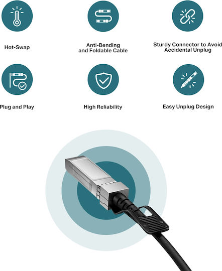 TP-LINK Optisches Faser SFP+ Kabel 1m Schwarzes