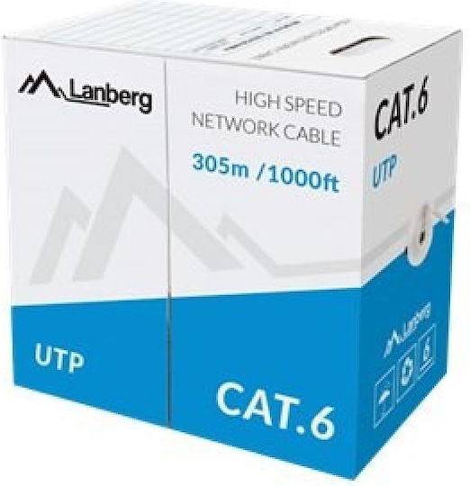 Lanberg U/UTP Кат.6 (Gigabit) Мрежов Кабел Ethernet Без Конектори 305м Сив