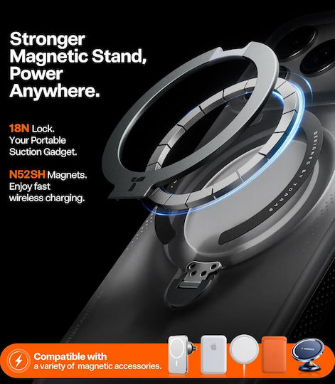 Torras Ostand Spin Back Cover Πλαστικό / Σιλικόνης Μαύρο (iPhone 17 Pro Max)