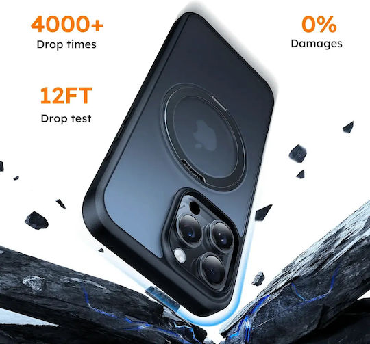Torras Ostand Umschlag Rückseite Silikon Schwarz (iPhone 17 Pro / iPhone 16 Pro)