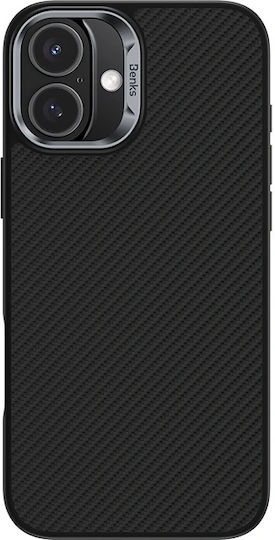 Benks Umschlag Rückseite Aramid Fiber Schwarz (iPhone 16 Plus)