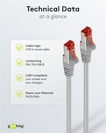 Goobay S/FTP Cat.6 (Gigabit) Cablu De Rețea Ethernet 50m Gri