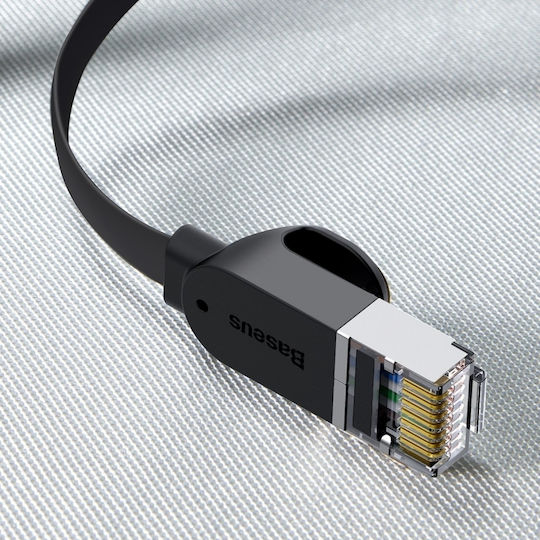 Baseus Flat U/UTP Cat.6 (Gigabit) Καλώδιο Δικτύου Ethernet 0.5m Μαύρο