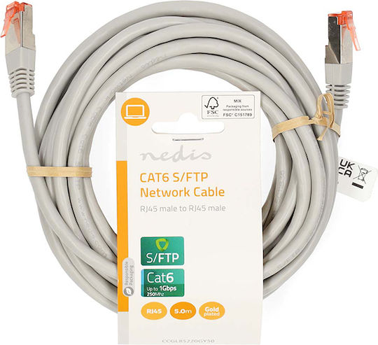 Nedis S/FTP Cat.6 (Gigabit) Καλώδιο Δικτύου Ethernet 5m Γκρι