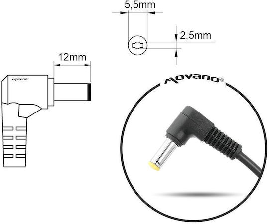 Mitsu Laptop Charger 65W 19V 3.42A for Asus / Lenovo / MSI / Toshiba with Detachable Power Cable