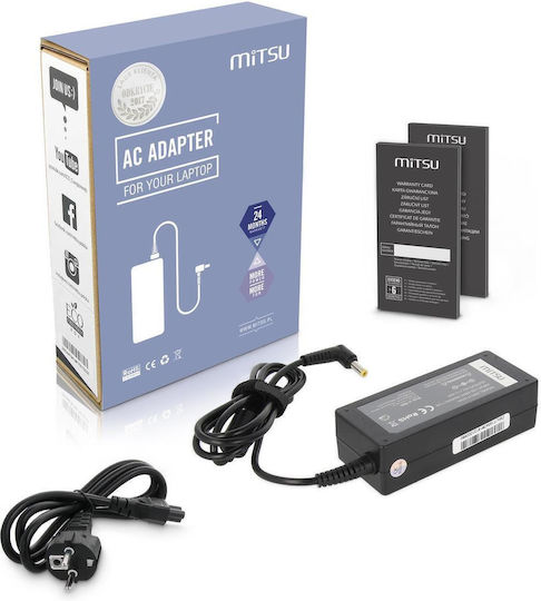 Mitsu Laptop Charger 65W 19V 3.42A for Asus / Lenovo / MSI / Toshiba with Detachable Power Cable